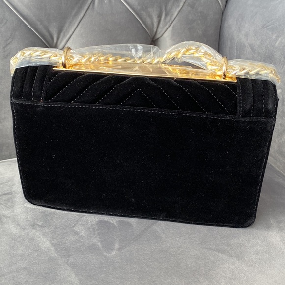 **NWT **ALDO Black Velvet Gold Hardware Evening Shoulder Crossbody Bag - Picture 3 of 8